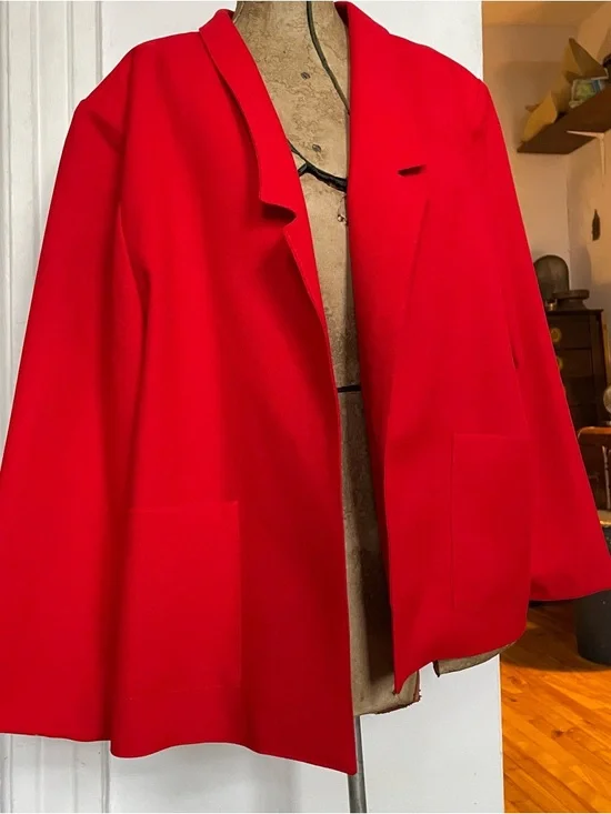 Red Open-Front Women’s Jacket - Picture 3 of 5
